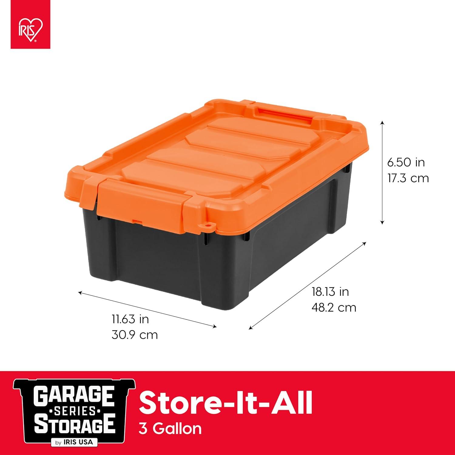 IRIS USA 5 Pack 3 Gallon Lockable Storage Totes with Lids, Heavy-Duty Durable Stackable Containers, For garage