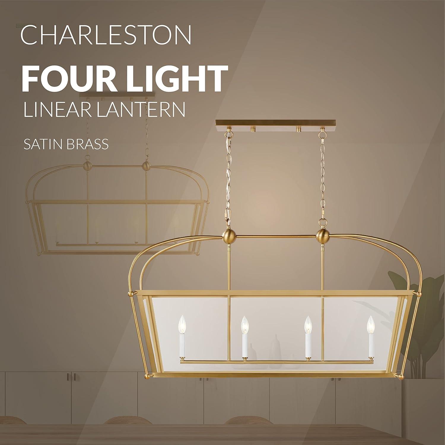 Satin Brass Elegance 4-Light Linear Pendant for Indoor/Outdoor