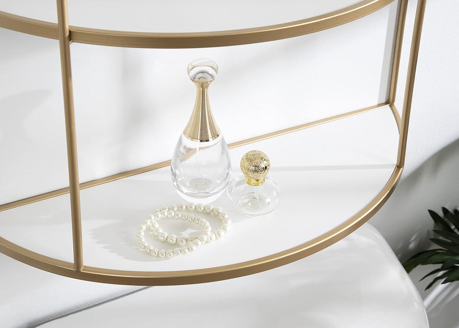 21" x 32" Freade Tiered Decorative Wall Shelf White/Gold - Kate & Laurel All Things Decor: Modern Metal Floating Shelf with Open Storage