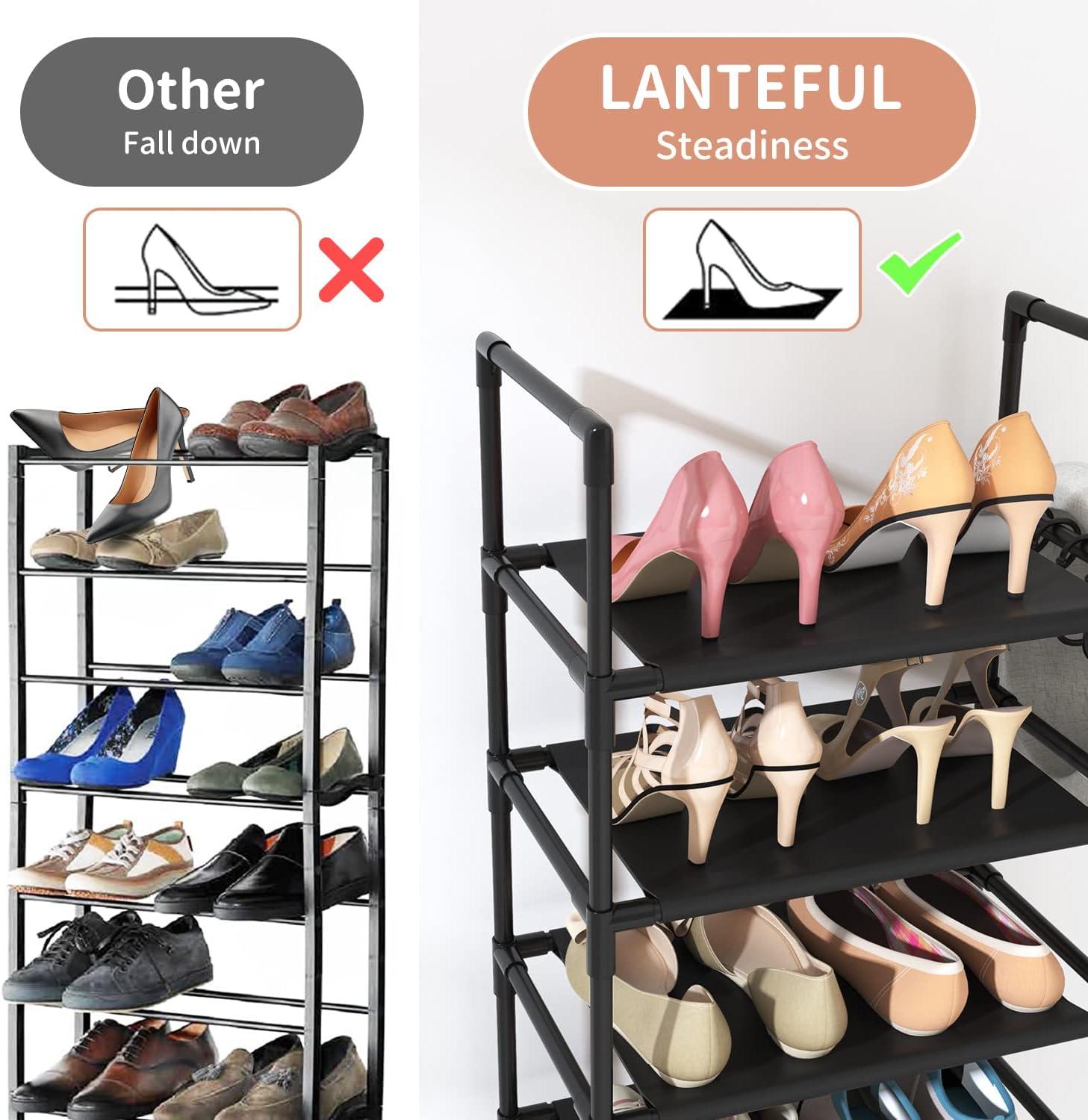 Shoe Rack Organizer, 10 Tier Tall Shoe Rack for Closet Entryway - Holds 20-25 Pairs with Hooks