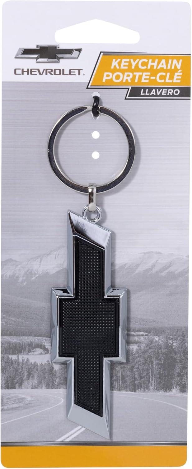 Plasticolor 004577R01 Chevrolet Textured Black and Chrome Bowtie Enamel Key Chain