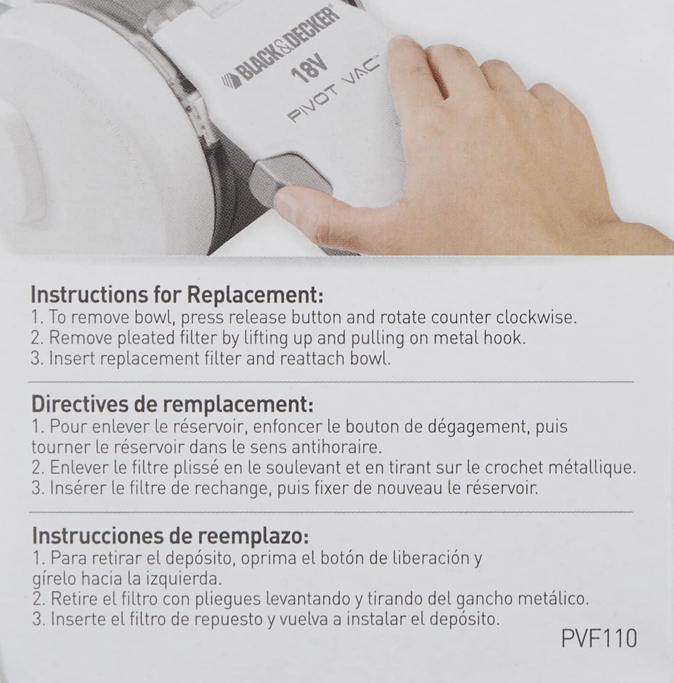 BLACK+DECKER Replacement Filter for PHV1810/PHV1210 Pivot Vacuum, PVF110