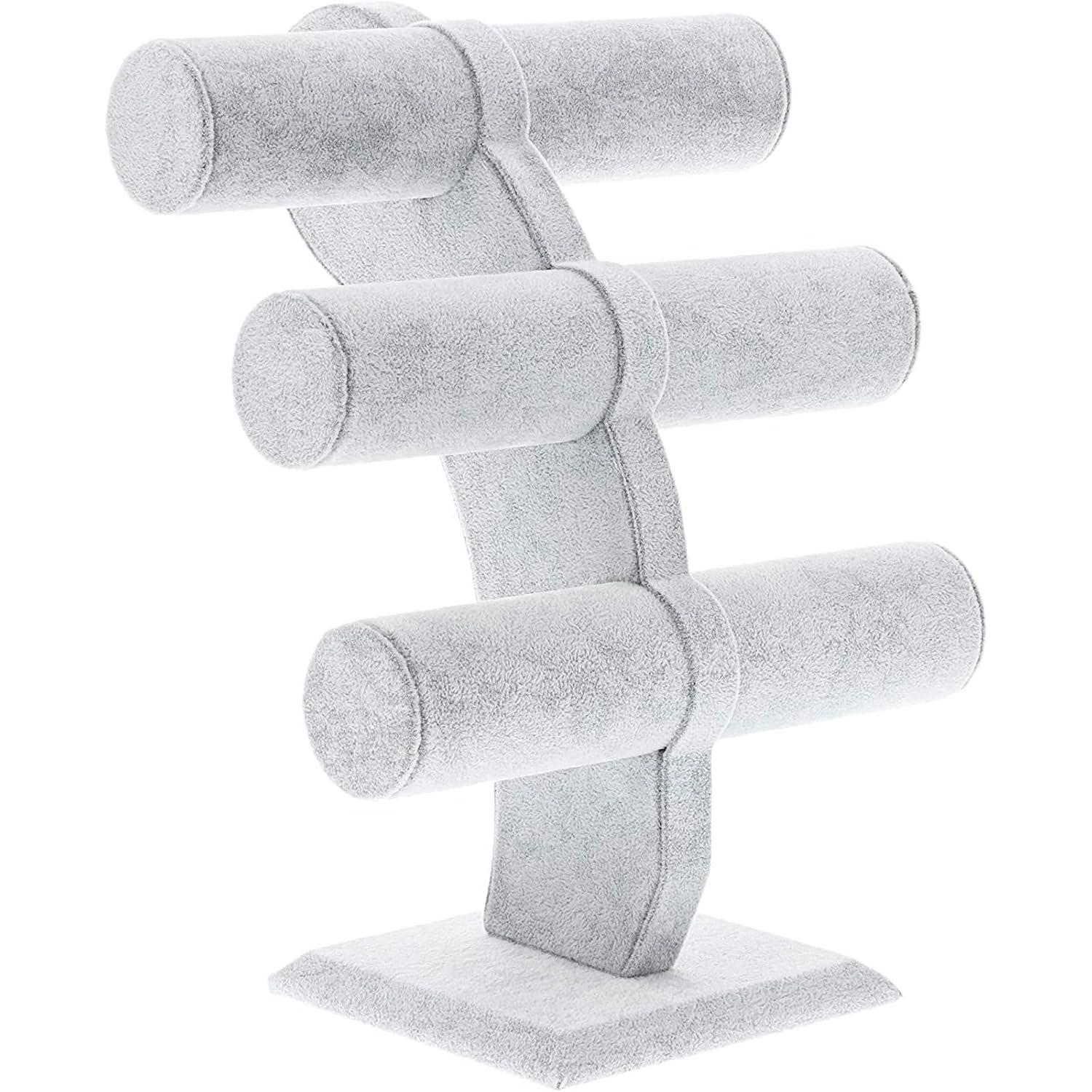 Juvale Velvet 3-Tier Jewelry Holder for Necklaces and Bracelets - Organizer Tower and Display for Selling (Gray)