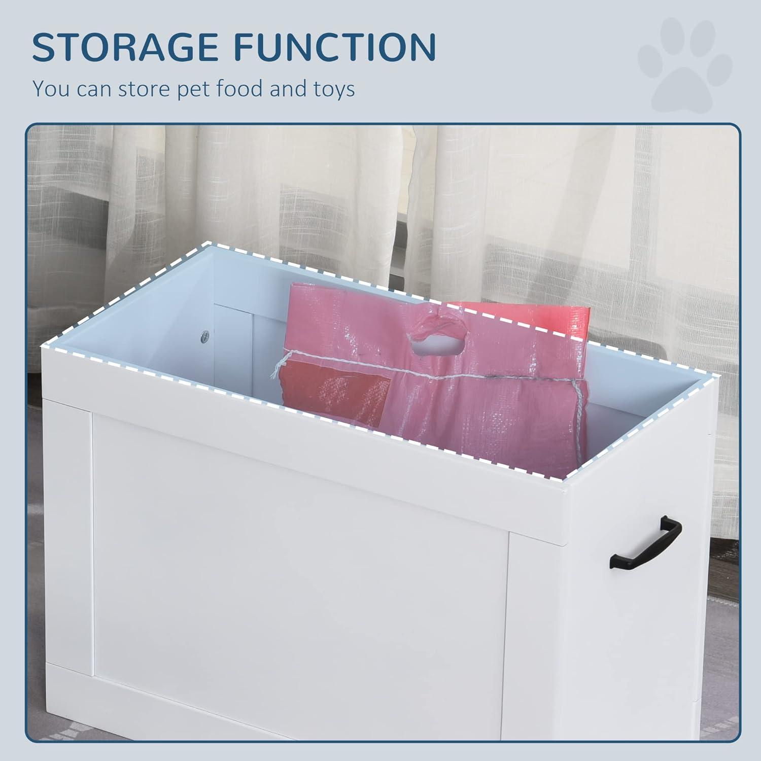 PawHut Raised Pet Feeding Storage Station with 2 Stainless Steel Bowls Base for Large Dogs and Other Large Pets