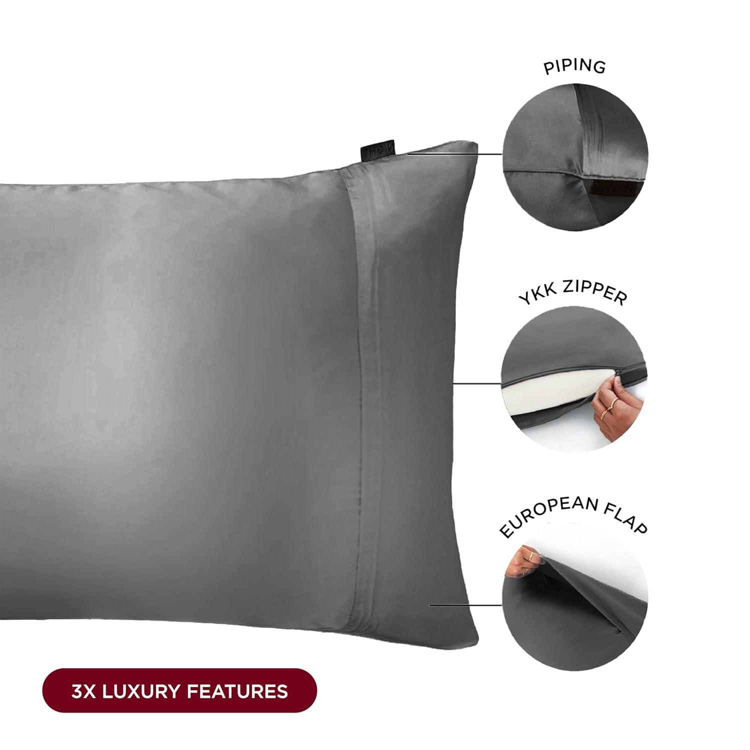 Discover Night LLC NIGHT Silk Washable Pillowcase - Luxury Mulberry Silk Pillow Covers for Skin and Hair Silver - King
