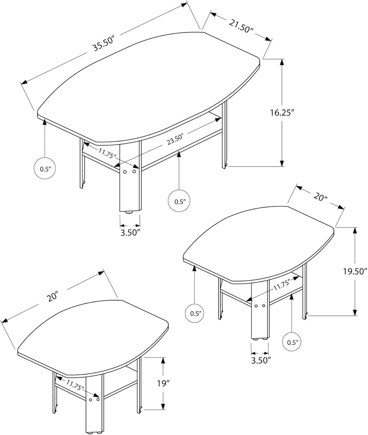 Gray Wood Transitional 3-Piece Coffee and End Table Set