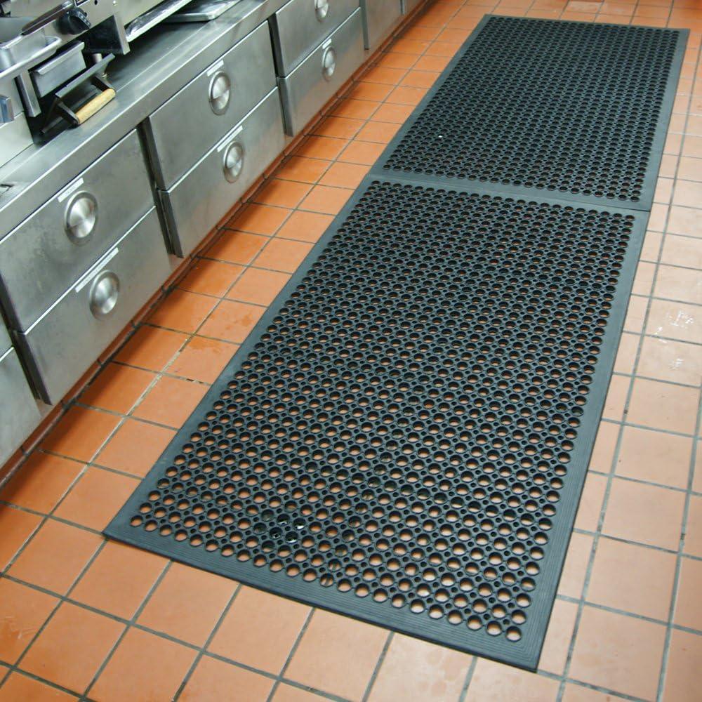 Rubber-Cal "1/2 in. Dura-Chef" Anti-Slip Rubber Kitchen Mat - 1/2 in x 3 ft x 5 ft - Black Rubber Mat