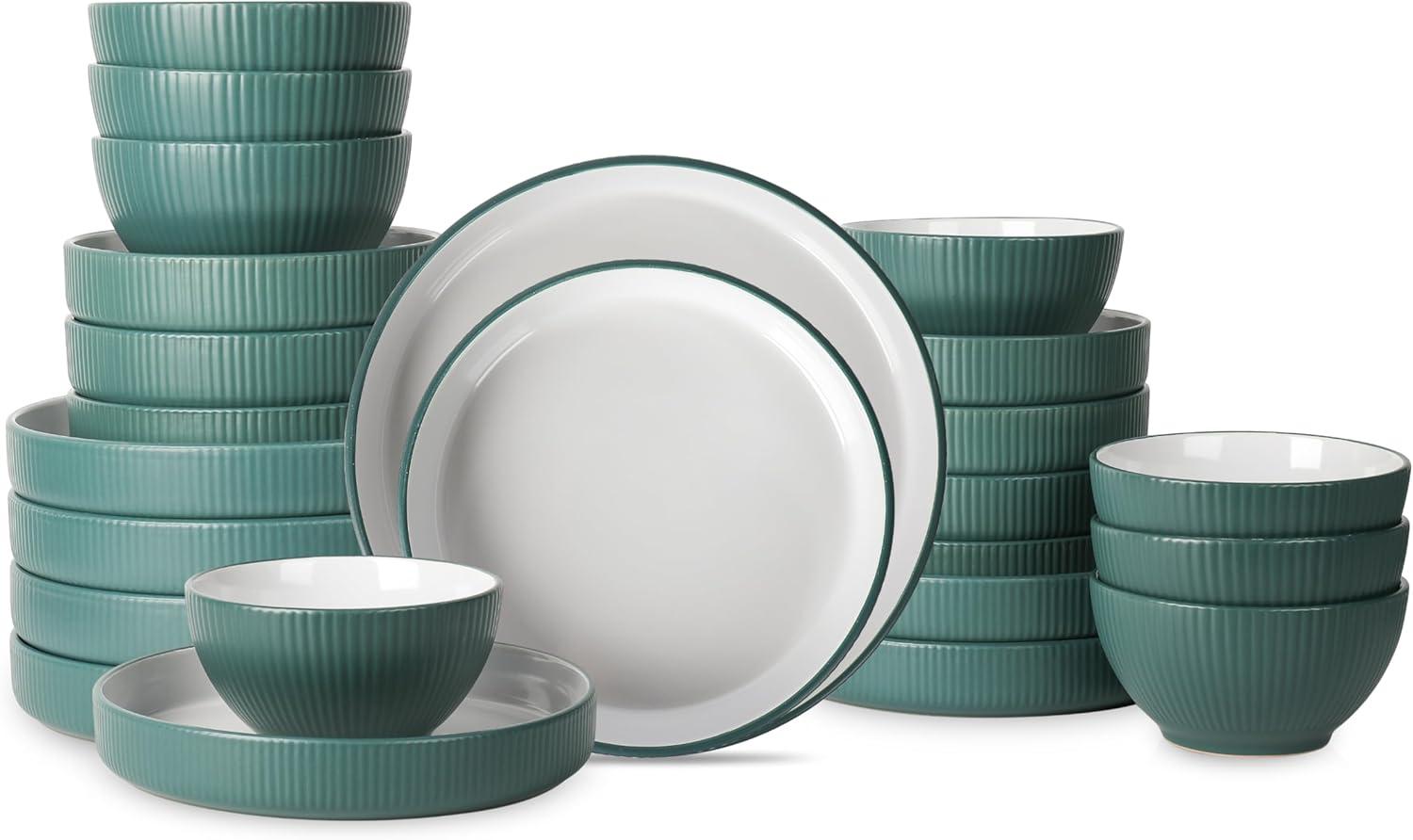 Christian Siriano Christian Siriano Larosso 24-Piece Dinnerware Set with Dinner Bowls and Pasta Bowls, Stoneware