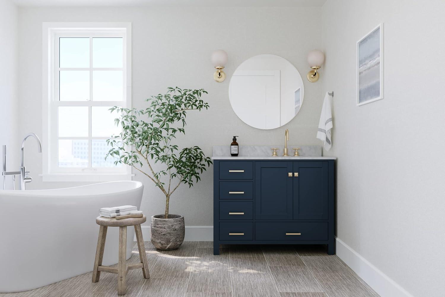 Midnight Blue Freestanding Vanity with Carrara Marble Top
