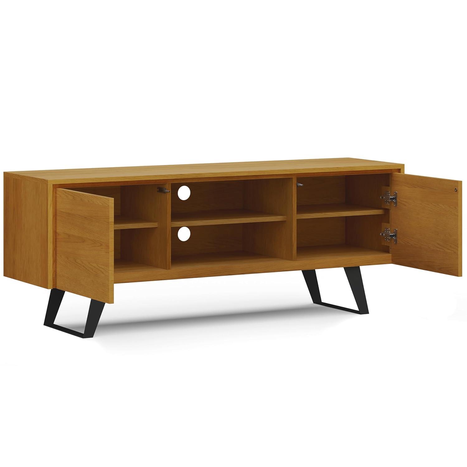 Simpli Home Lowry 63"W Solid Wood Modern Industrial TV Stand for TVs up to 70" with Storage