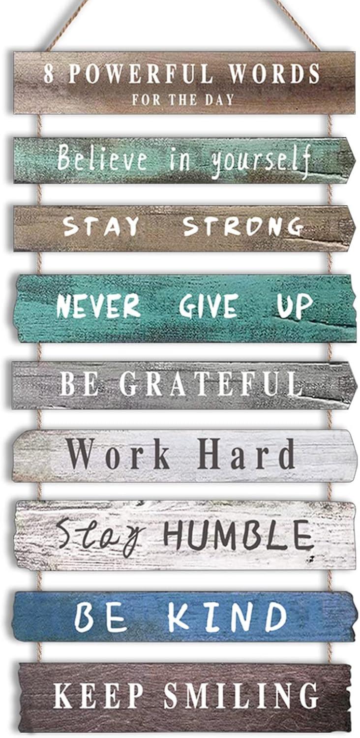 Rustic Wooden Inspirational Quotes Wall Art, 12" x 24"