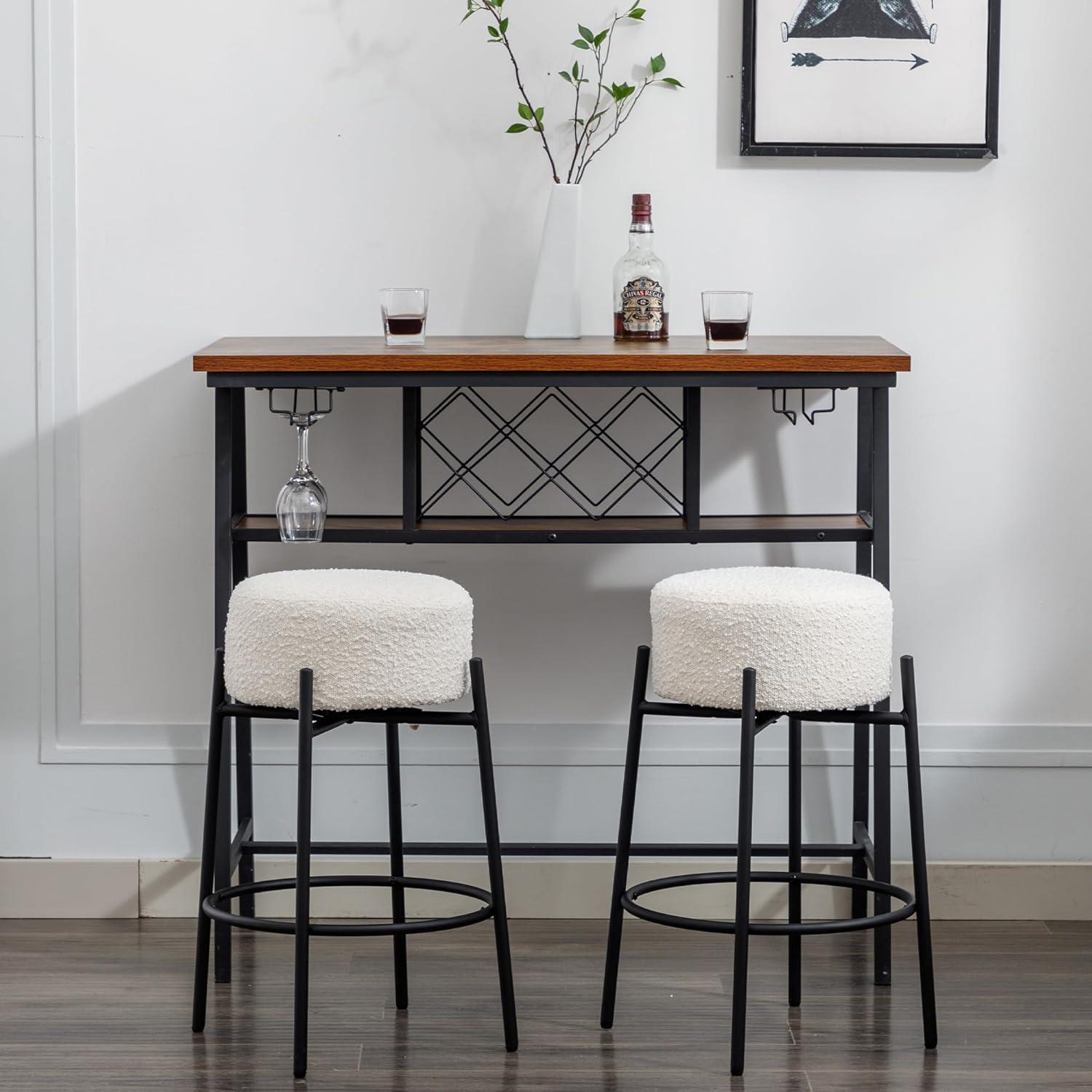 Amy Swivel Backless Boucle Upholstered 26.7"H Counter Stool with Steel Frame (Set of 2/3/4)