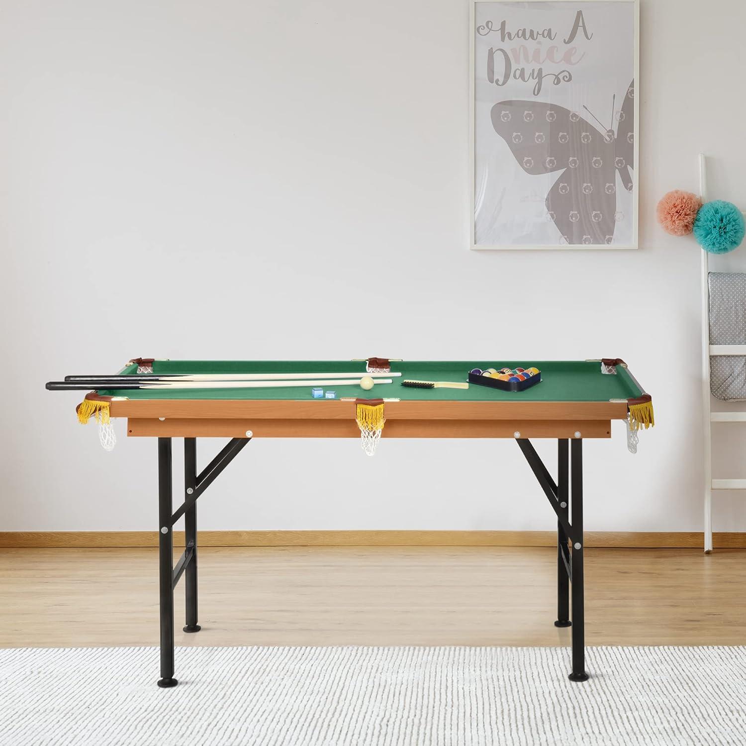 HomCom 4.6' Pool Table with Leg Levelers