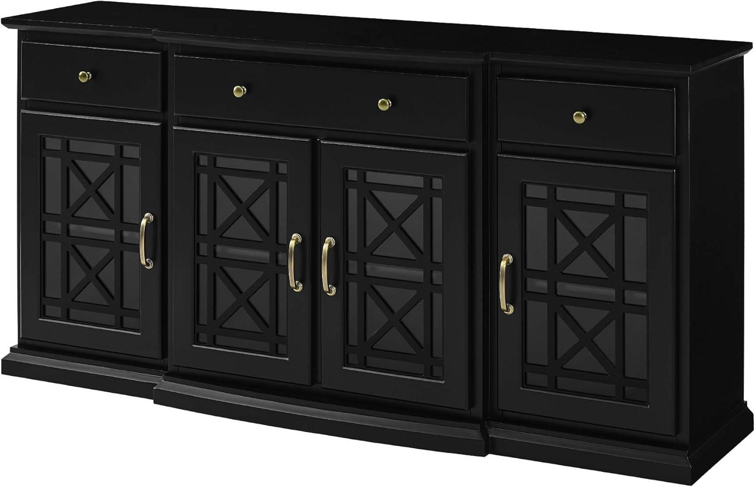 Elegant 60'' Black Engineered Wood & Metal Sideboard with Adjustable Shelves