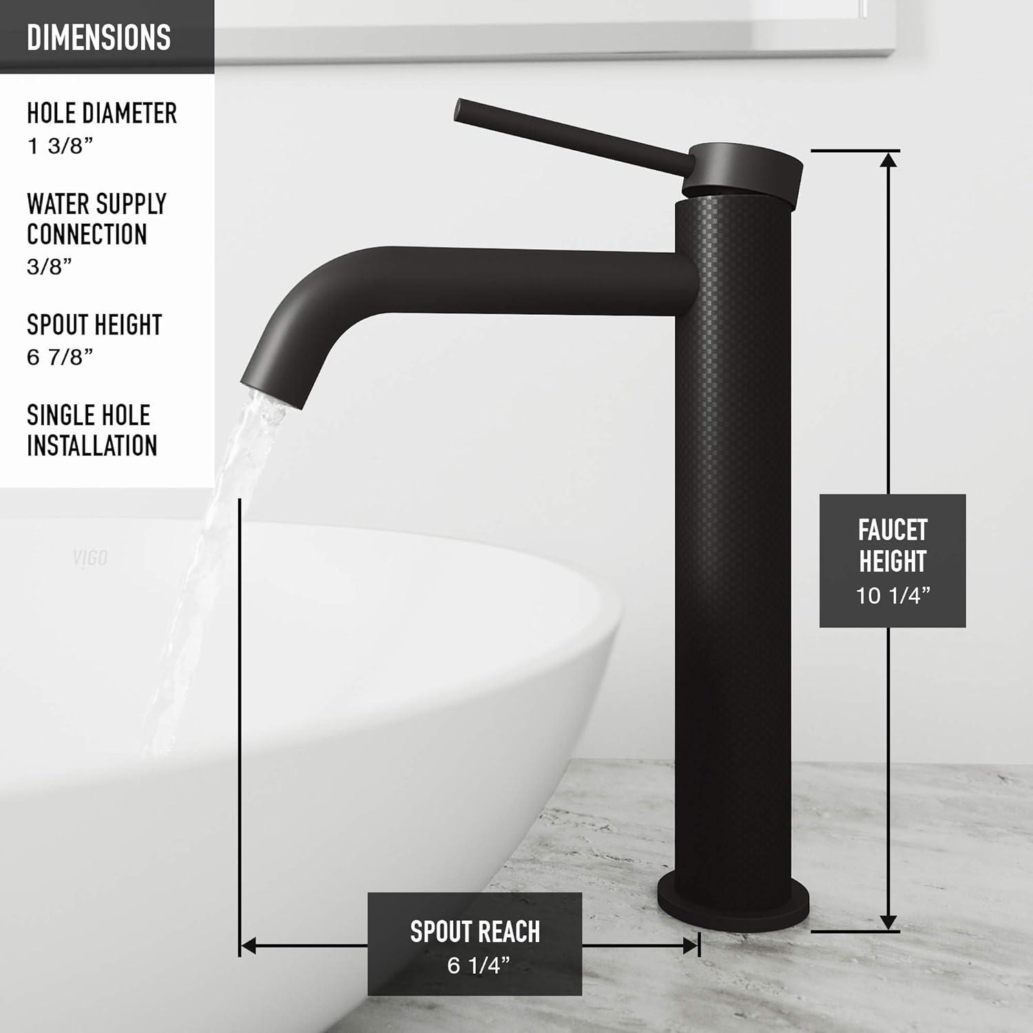 Lexington Single Handle Single-Hole Bathroom Vessel Faucet with Carbon Fiber