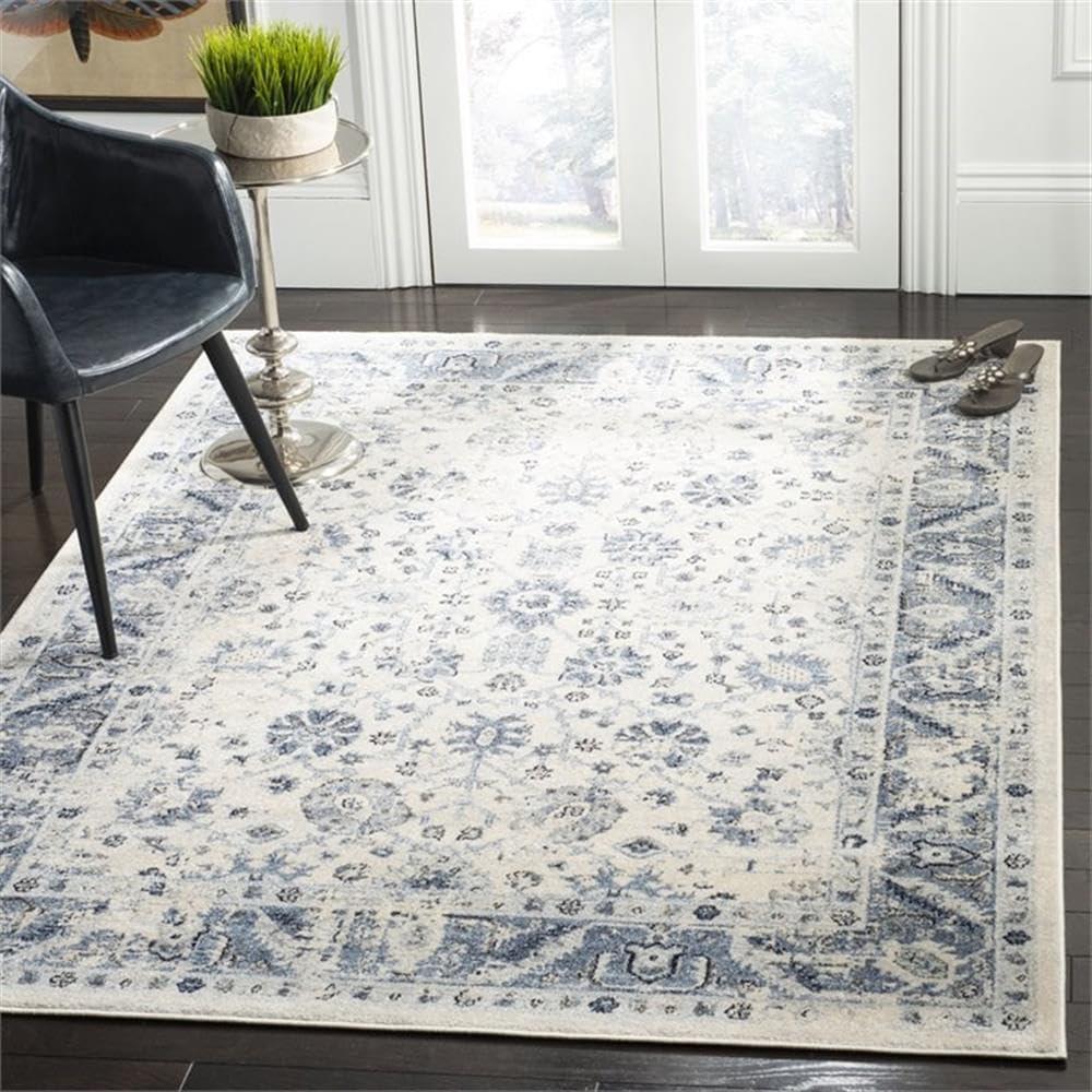 SAFAVIEH Charleston Tangier Floral Area Rug, Ivory/Blue, 9' x 12'