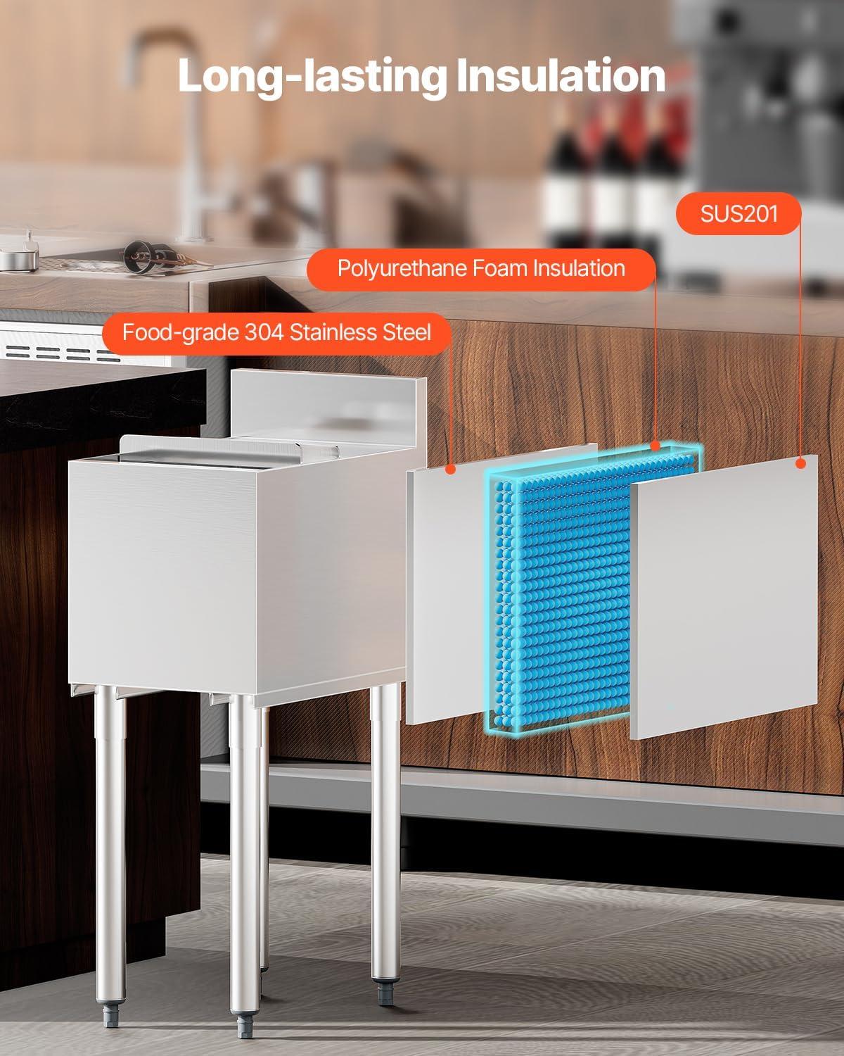 VEVOR 32qt Rolling Ice Chest Cooler Cart Outdoor Stand Up Cooling Bin on Wheels