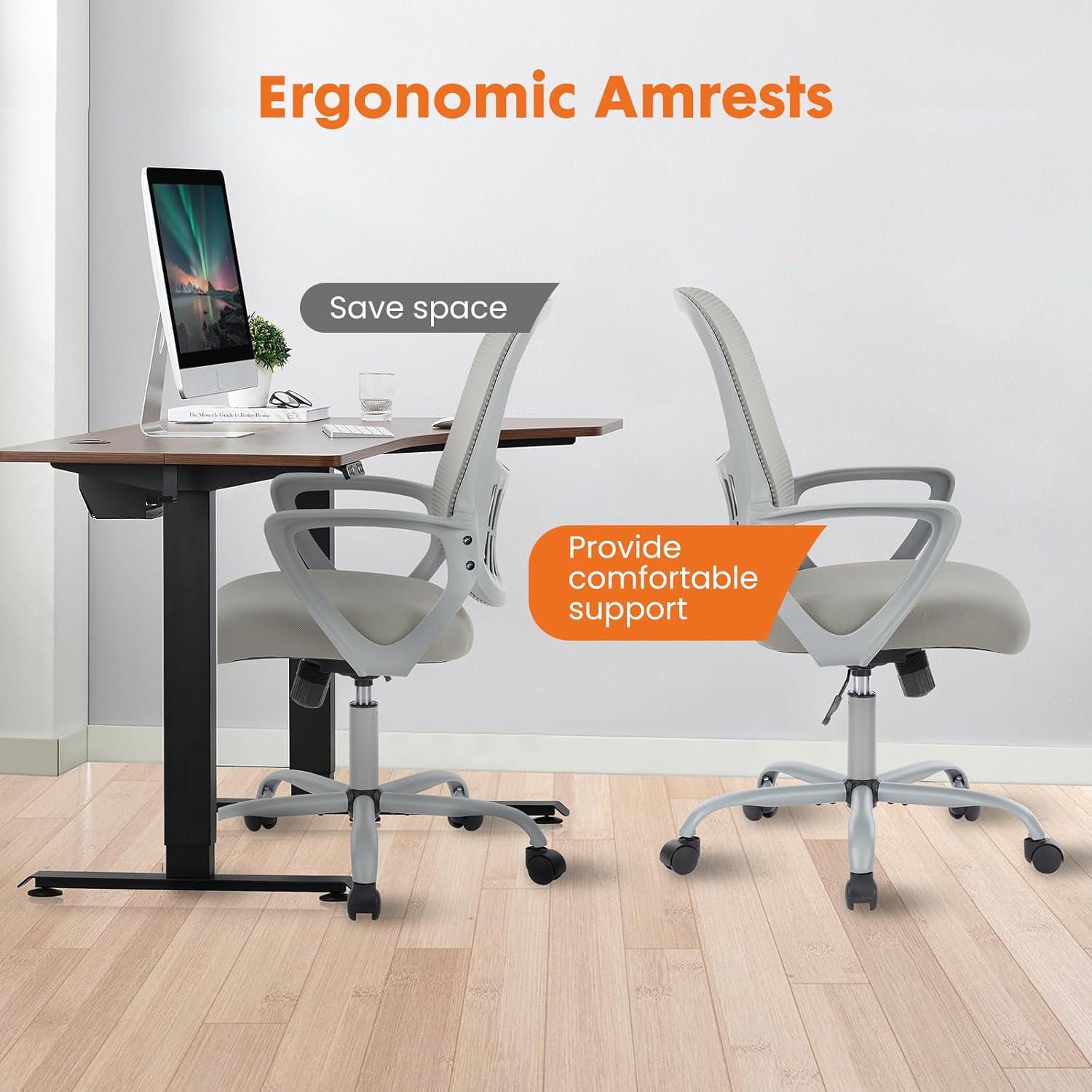 Ergonomic Grey Mesh Mid-Back Office Chair with Lumbar Support