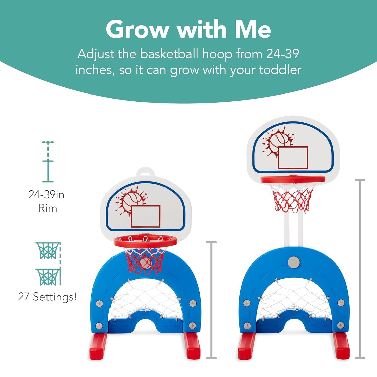 Best Choice Products 3-in-1 Toddler Basketball Hoop Sports Activity Center Grow With Me Play Set w/ Soccer, Golf