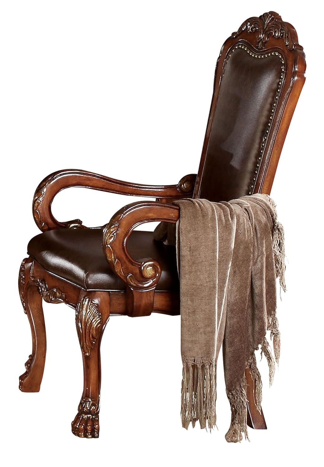 Acme Furniture Dresden Dining Chairs Brown Synthetic Leather/Cherry Oak Finish
