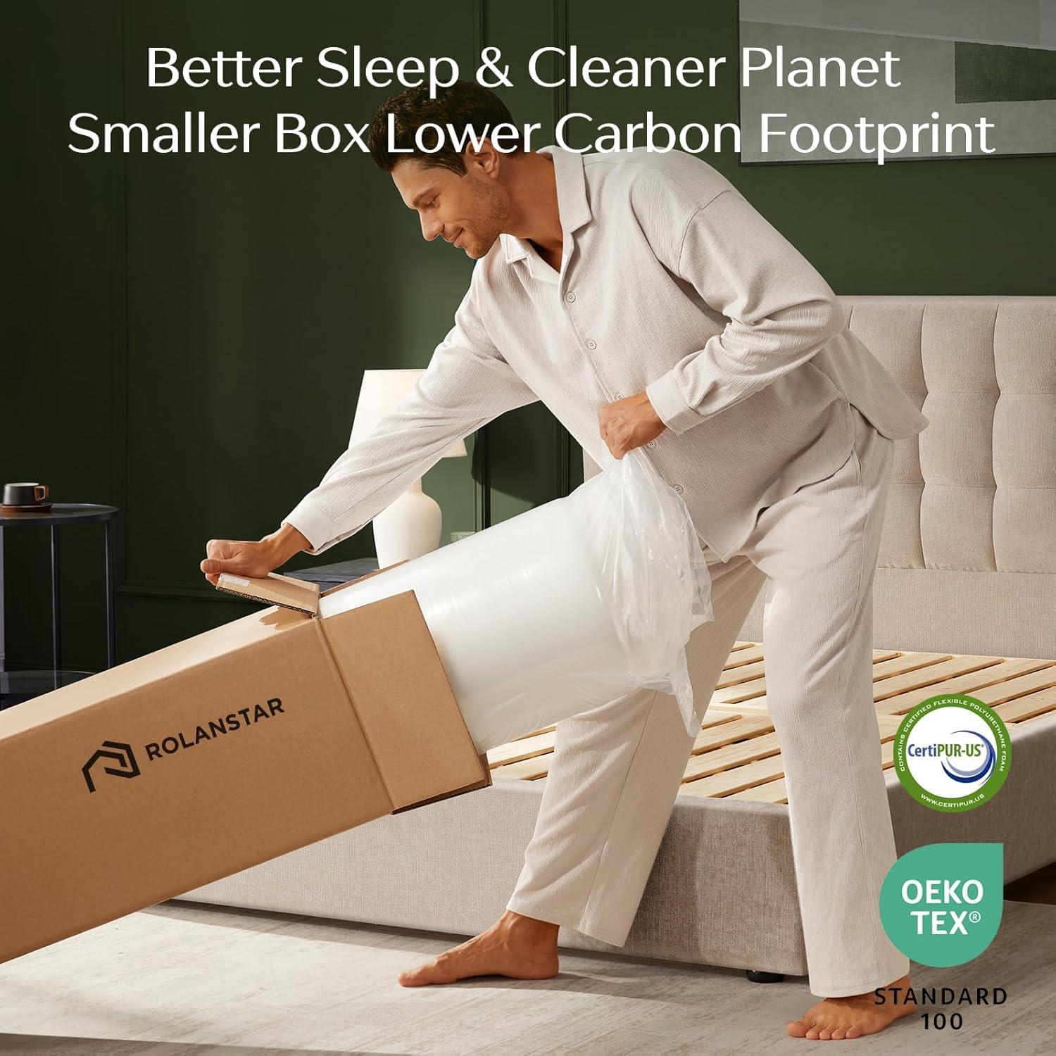 Rolanstar Full Size Mattress, 6 Inch Gel Memory Foam Mattress in a Box, Fiberglass Free, Breathable for Cooler Sleep Supportive & Pressure Relief, CertiPUR-US Certified, White
