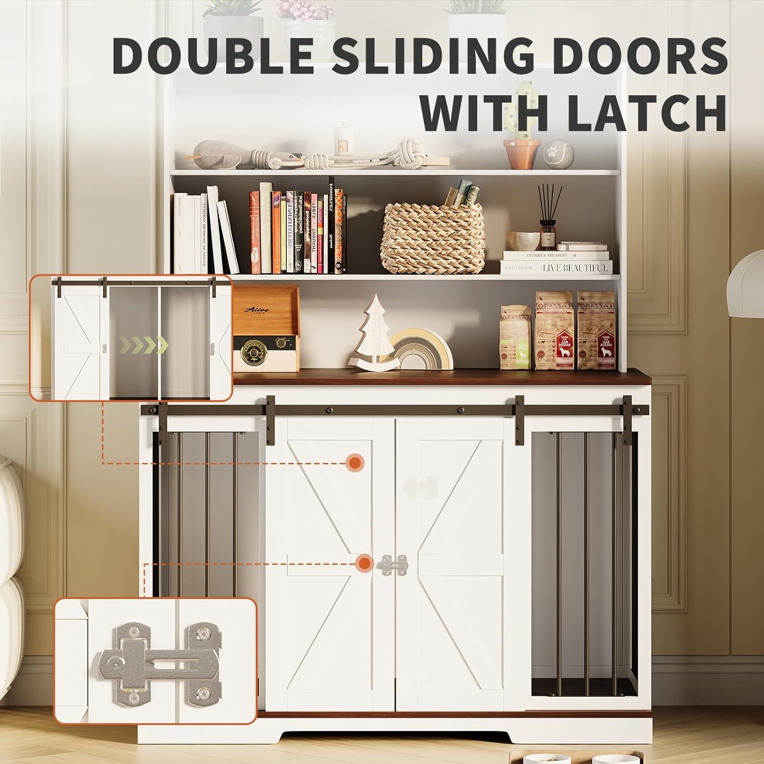 Tucker Murphy Pet™ Large Dog Crate Furniture for 2 Dogs, 71.6'' Steel Frame Dog Crate with Double Doors, Heavy Sturdy Dog Kennel