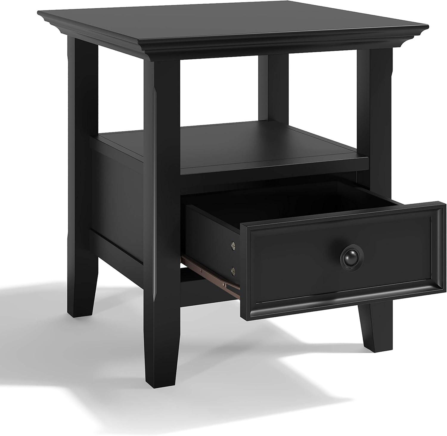 Amherst SOLID WOOD 19 inch Wide Square Transitional End Table in Black