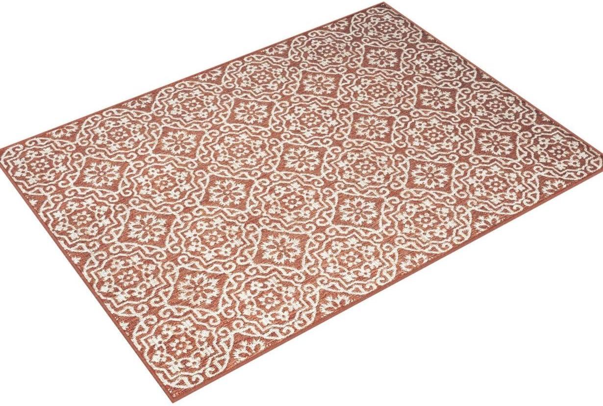 NICOLE MILLER NEW YORK Country Danica Geometric Indoor/Outdoor Area Rug, Terracotta/Ivory