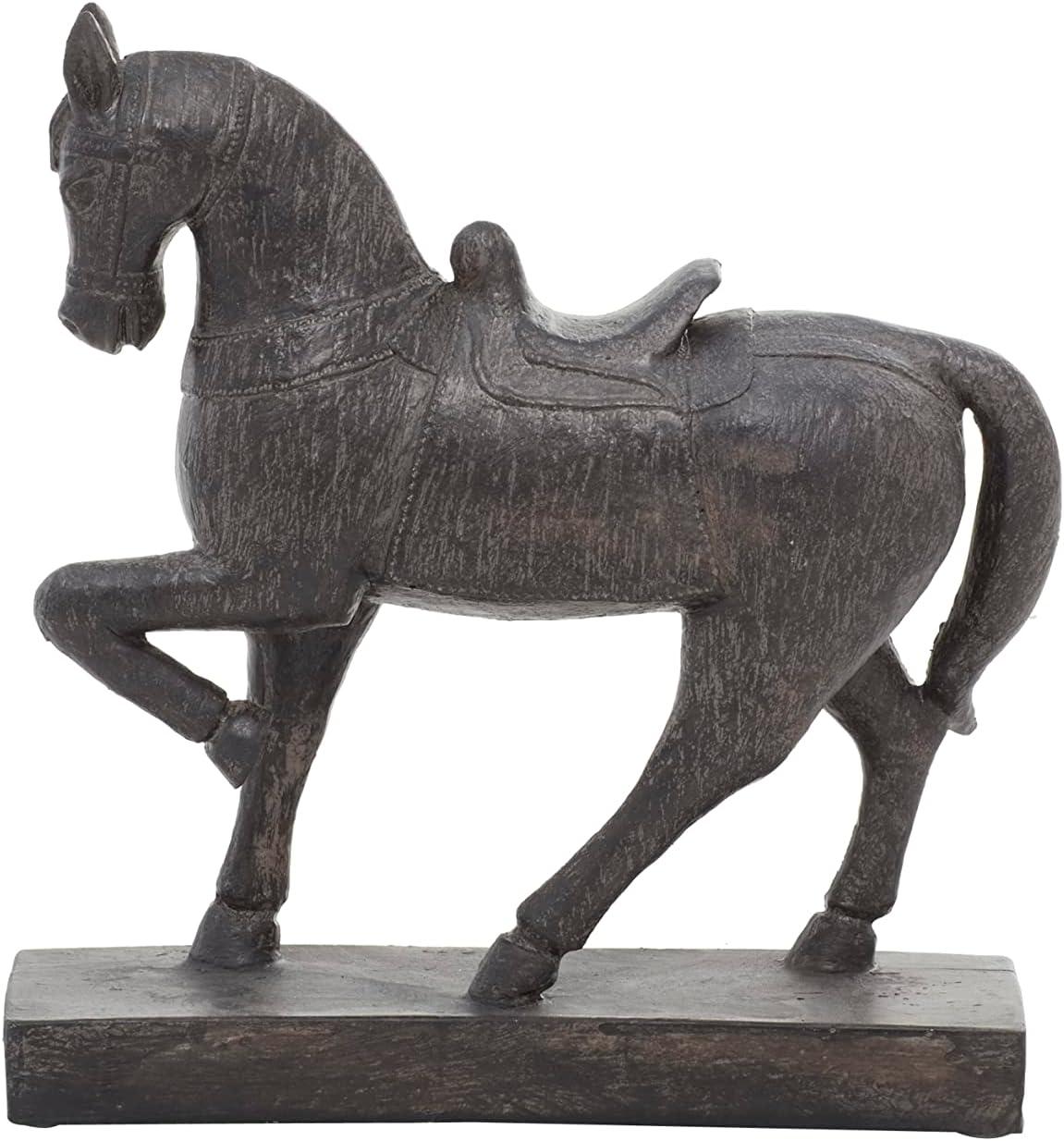 9" x 9" Brown Polystone Horse Sculpture, by DecMode