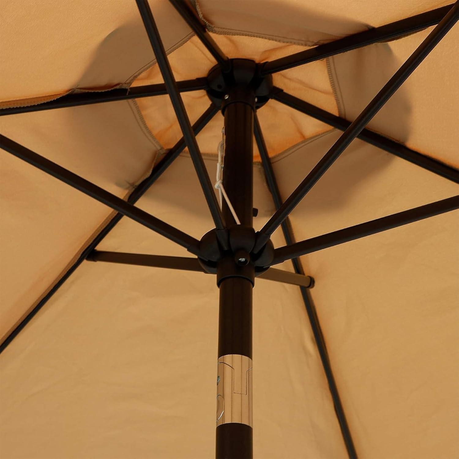 Tan 7.5 ft Aluminum Patio Umbrella with Crank Mechanism