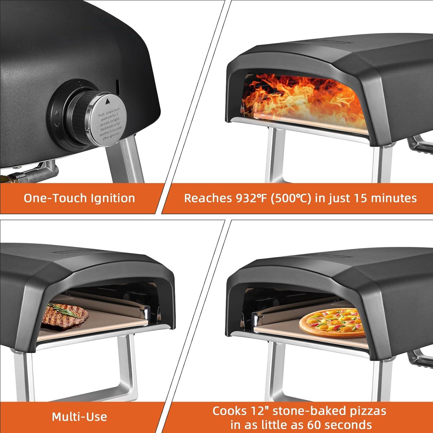 Commercial Chef Commercial Chef Countertop Propane Pizza Oven with Dual Burners