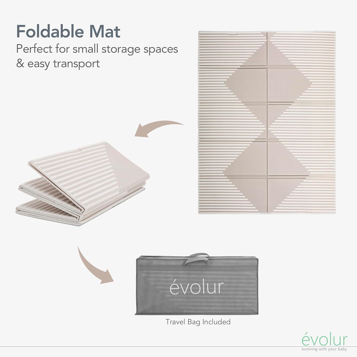 Evolur Evolur Cozycush Reversible Non-toxic Baby Kids Playmat  || Foldable Large Thick Foam Crawling Playmats For Toddlers|waterproof Portable Playmat For Babies | Yoga/picnic/game Mat|indoor/outdoor