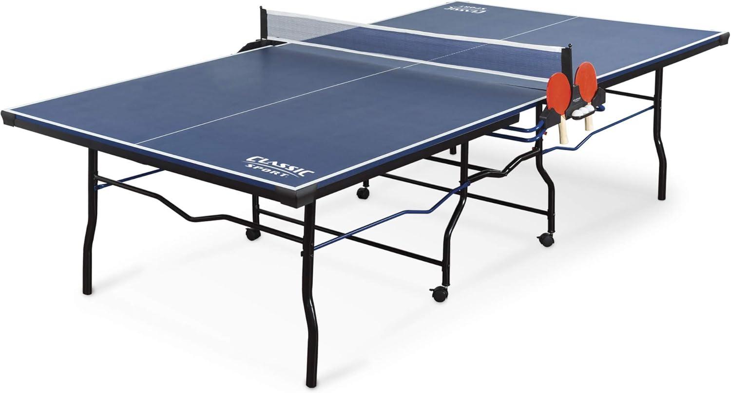 Classic Blue Foldable Steel Frame Table Tennis Table with Net