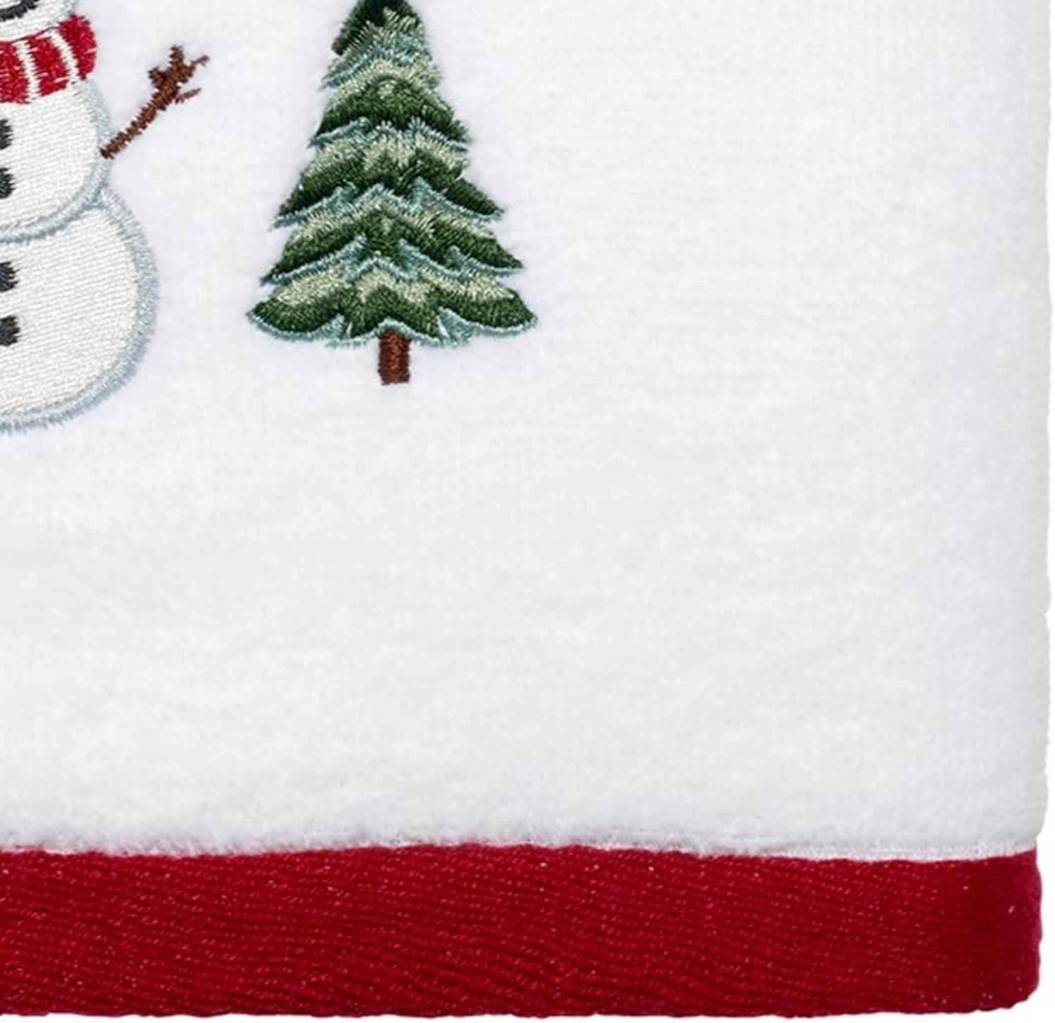 Winter Snowman White Cotton Hand Towels Set of 2