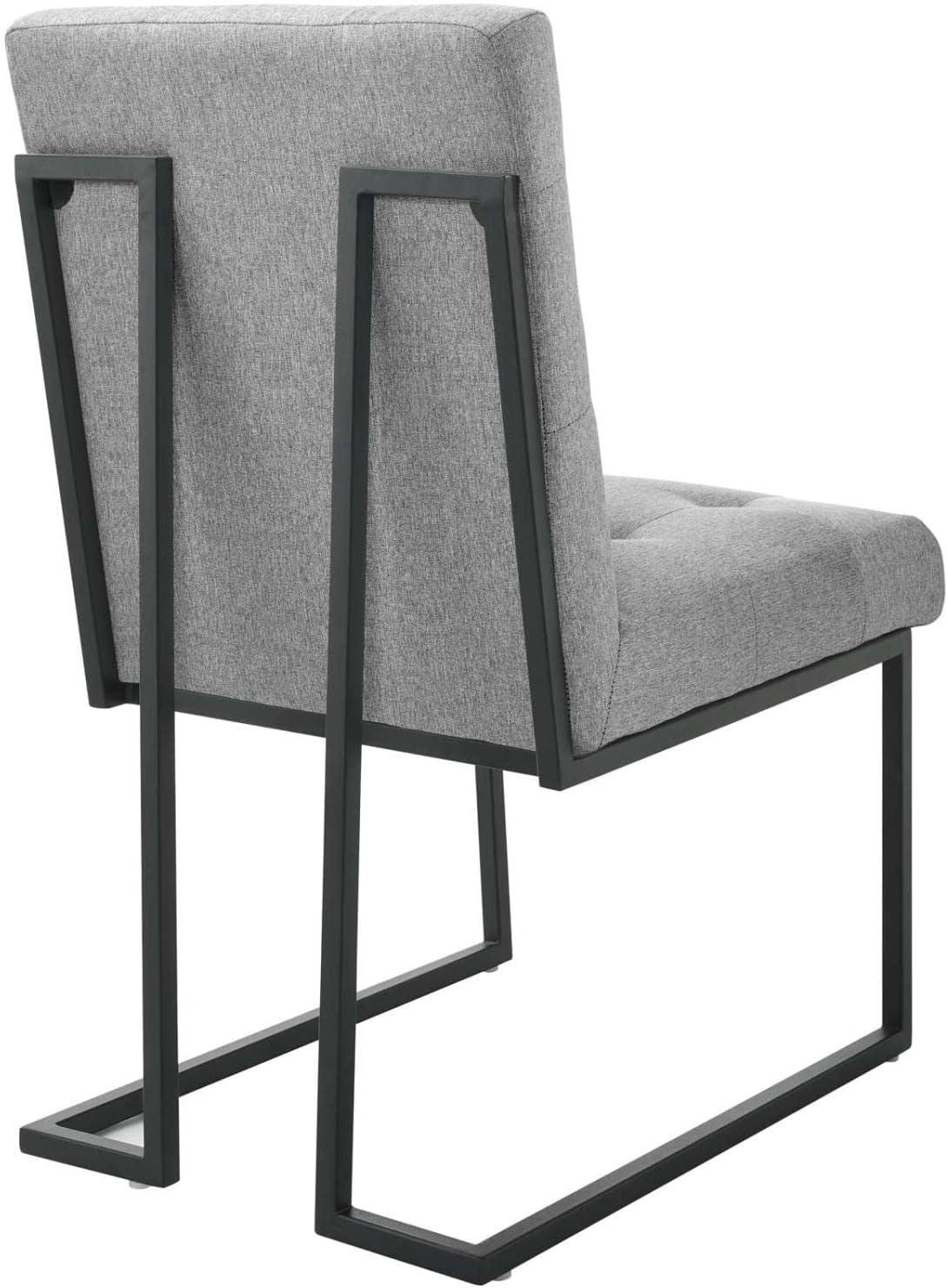 Privy Black Stainless Steel Upholstered Fabric Dining Chair by Modway