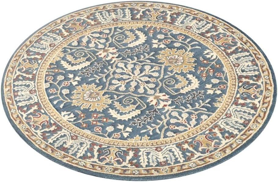 Antiquity AT64 Hand Tufted Area Rug - Dark Blue/Multi - 6' Round - Safavieh.