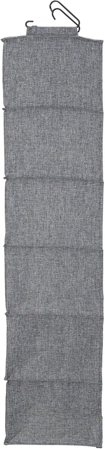 Household Essentials 6 Shelf Hanging Organizer Graphite Linen: Closet Hanging Storage, Fixed Shelves, Gray, 48" Height