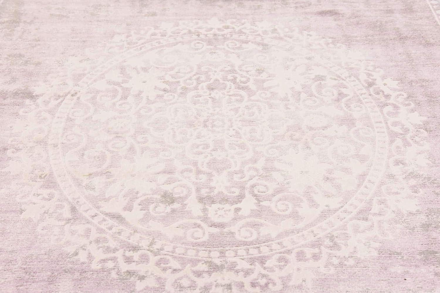 Olwen Purple and Gray Square Synthetic Area Rug