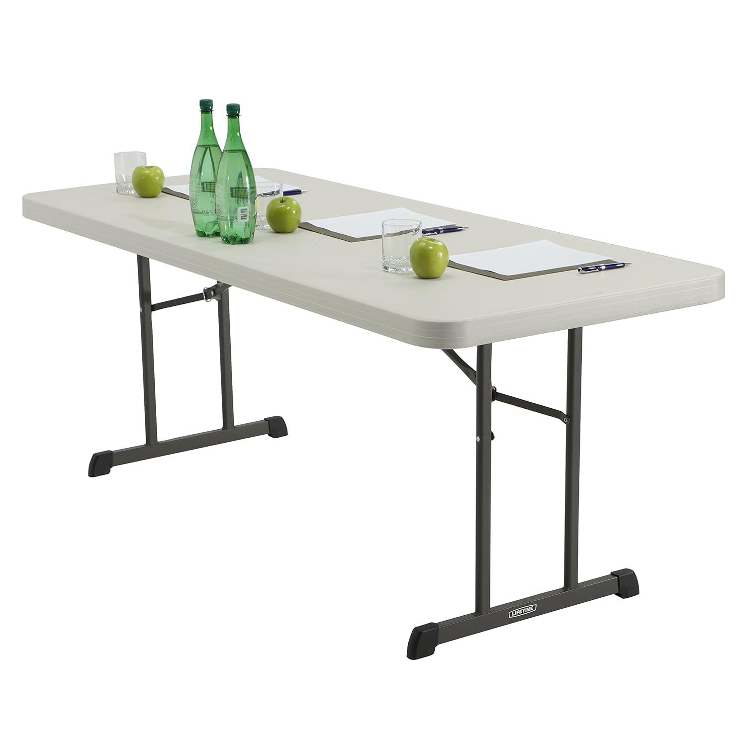 Lifetime 6 Foot Rectangle Folding Table, Indoor/Outdoor Professional, Putty (80126)