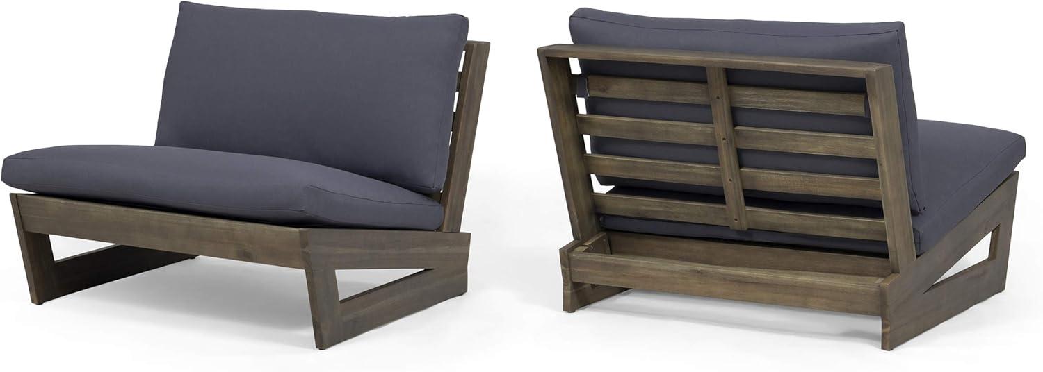 GDF Studio Elloree Outdoor Acacia Wood Club Chairs with Cushions, Set of 2, Gray and Dark Gray