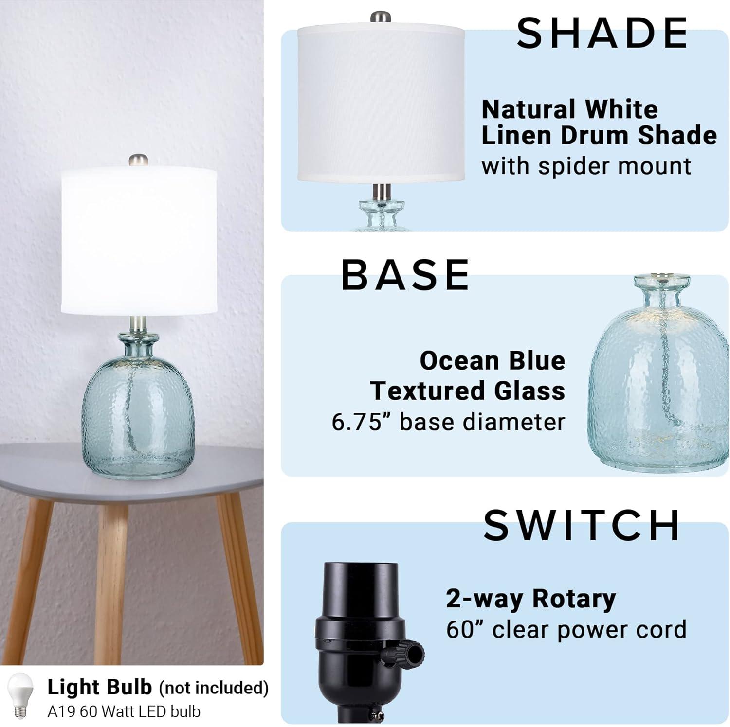 Catalina Lighting 20687-000 Coastal Cape Cod Clear Glass Textured Table Lamp 1825 Classic Blue