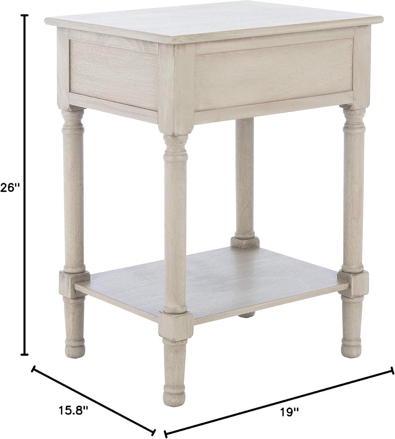 SAFAVIEH Landers Solid Glam 1 Drawer Accent Table, Griege