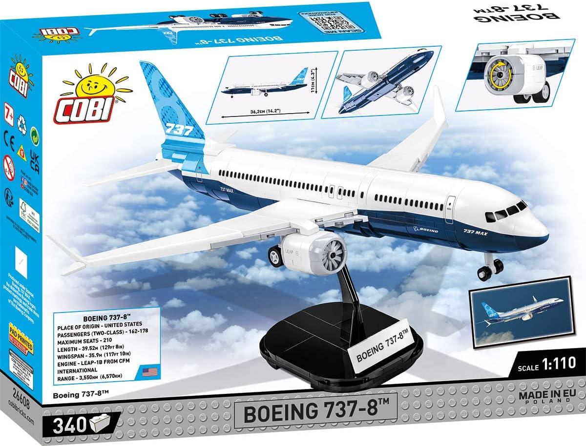 COBI Boeing 737-8 Dreamliner Plane | Airplane Model Display Base | 340 Pieces | 1:110 Scale | Interlocking Building Block Set # 26608