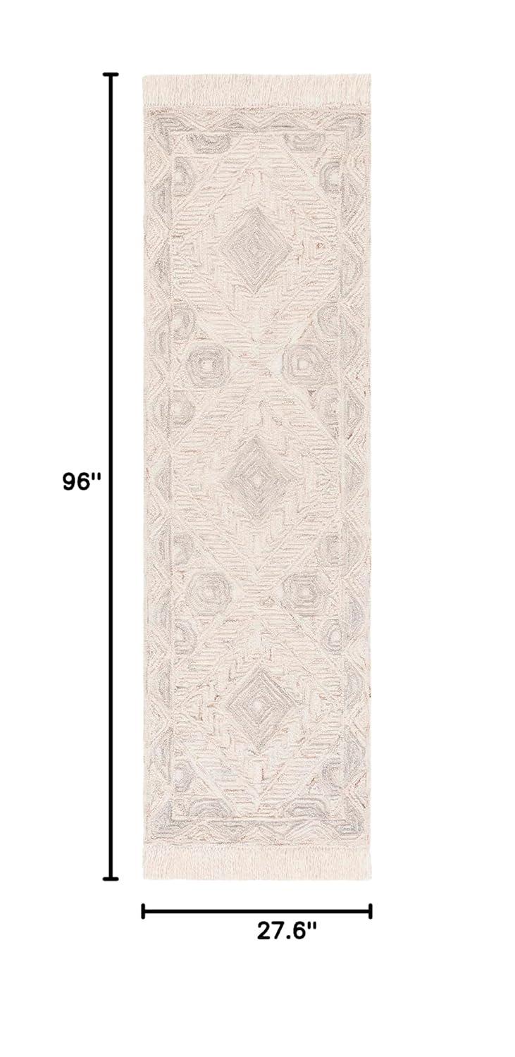 Ikat IKT801 Hand Tufted Runner Rug - Ivory/Grey - 2'3"x8' - Safavieh.