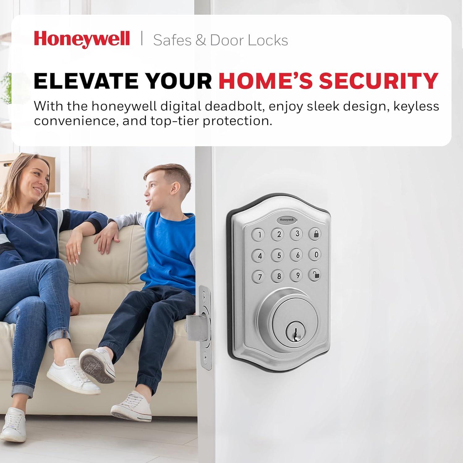 Honeywell Electronic Entry Deadbolt Door Lock, Satin Nickel