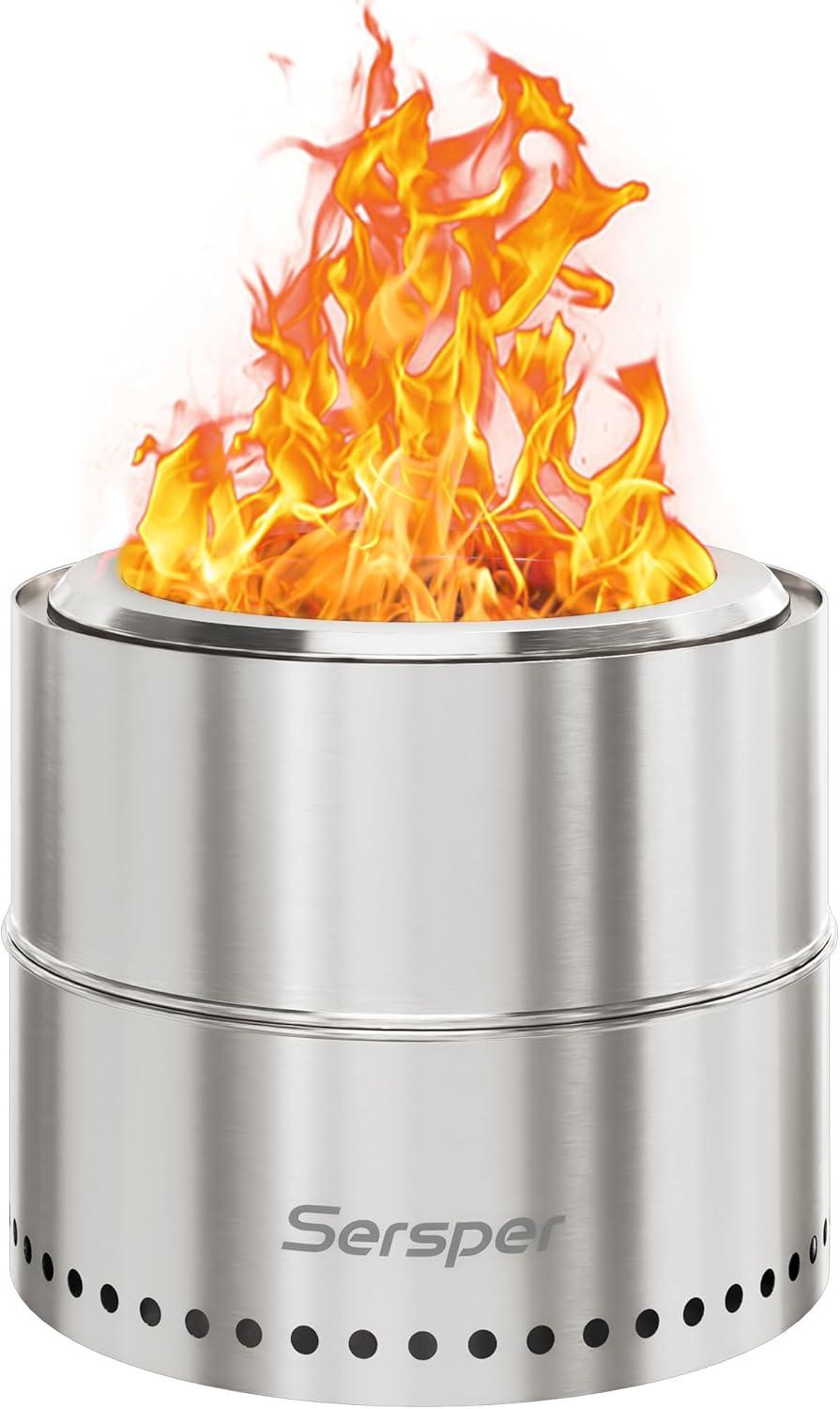 Ebern Designs Stainless Portable Smokeless Outdoor Fire Pit With Bag–for Outdoor Ambiance, Camping, and Backyard Gatherings