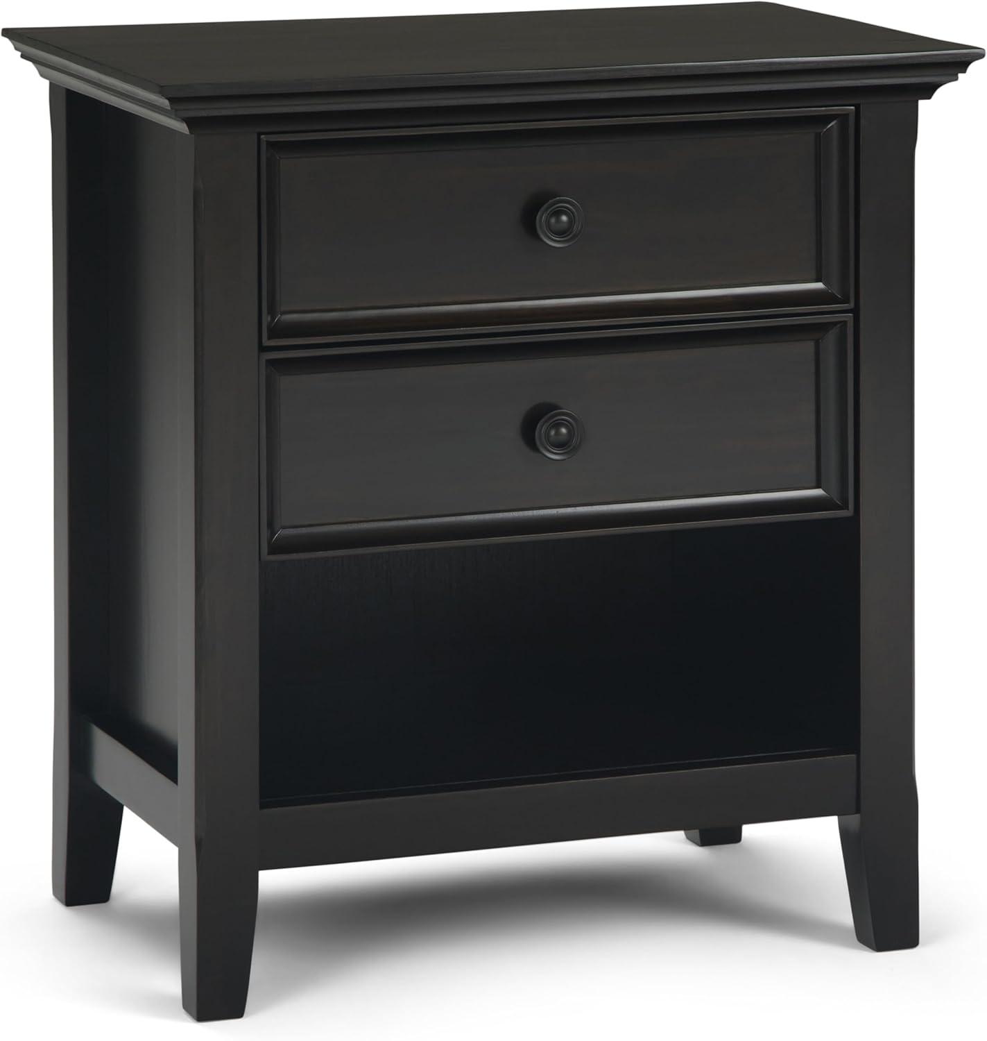 Simpli Home Amherst 24"W 2-Drawer Solid Wood Nightstand with Open Shelf