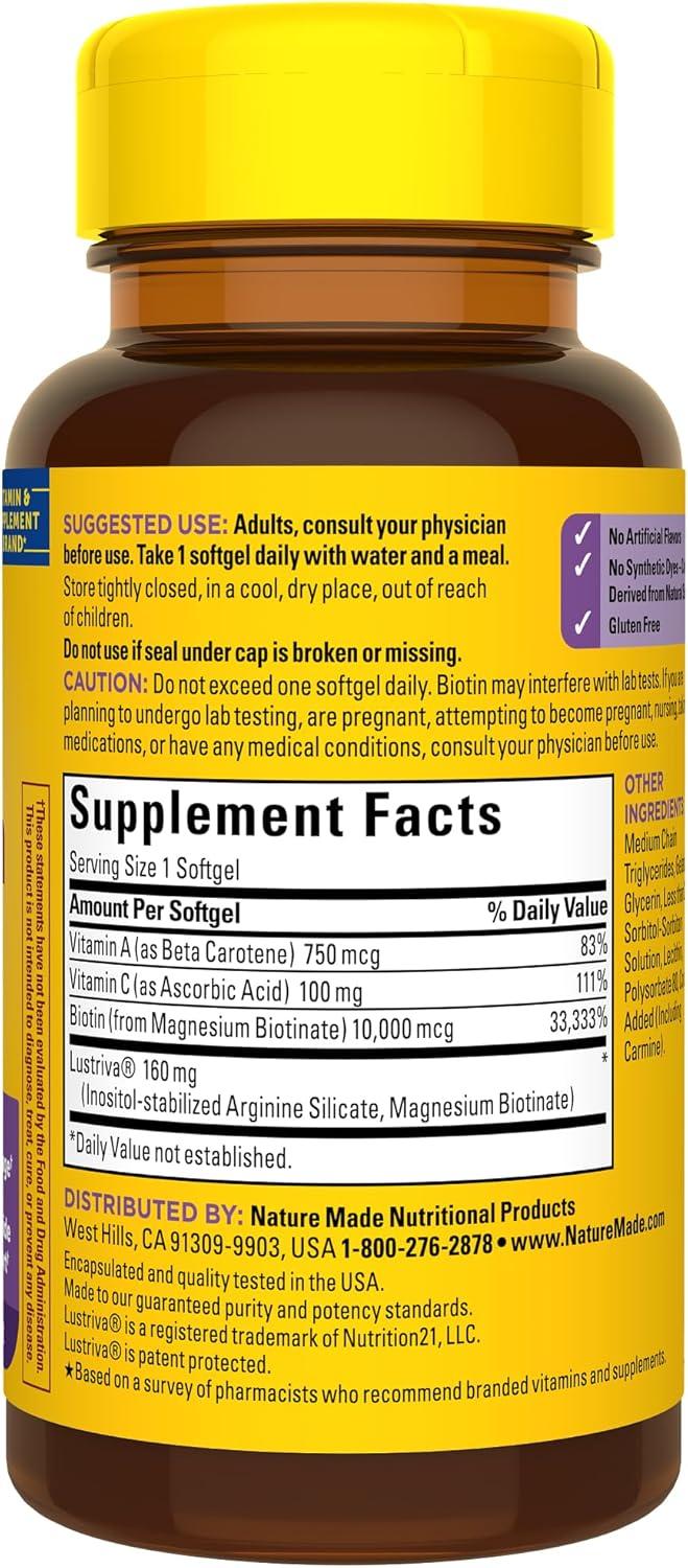 Nature Made Hair Growth Complex with Lustriva Softgels - 30ct