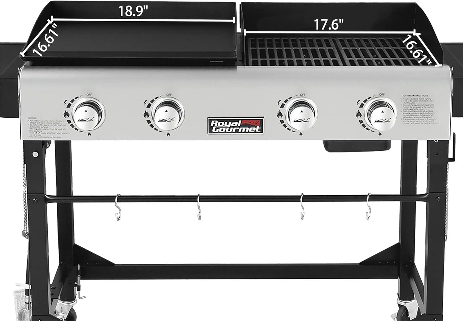 Royal Gourmet 4 - Burner Gas Grill and Griddle Combo with Side Table