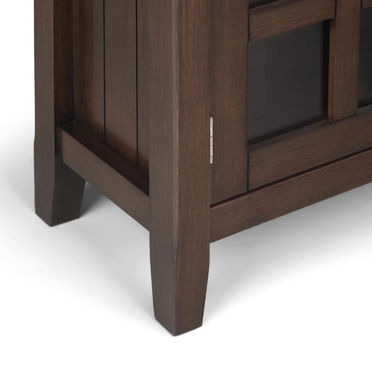 Simpli Home Acadian 36"W Solid Wood 2-Shelf Entryway Storage Cabinet with Glass Doors and 2 Drawers